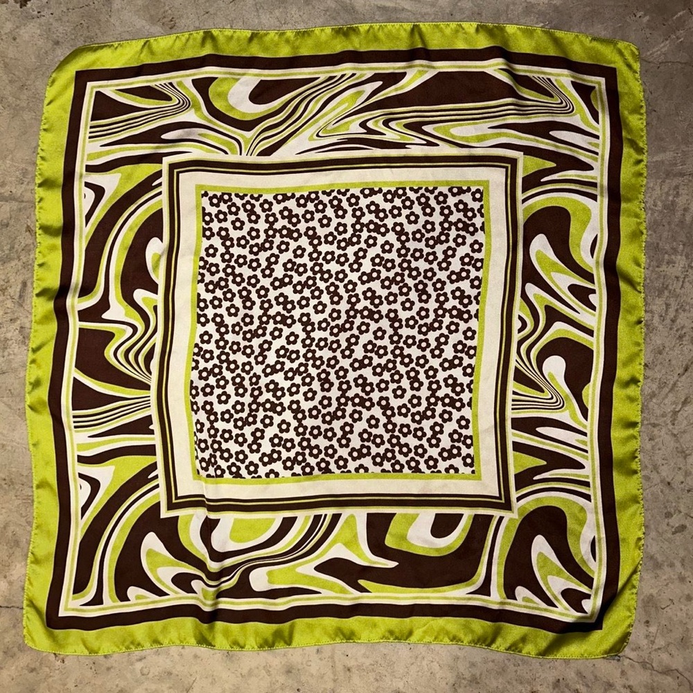 Green and Espresso silk bandana